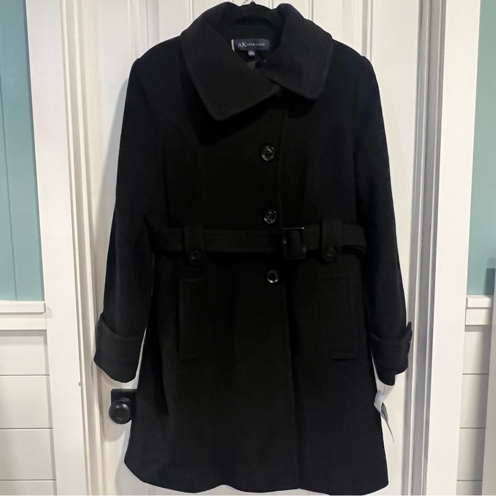 Anne Klein Black Wool Women's Winter Coat. Size Large. NWT.